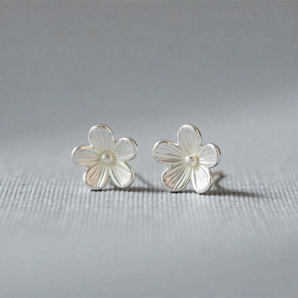 Floral silver stud for women