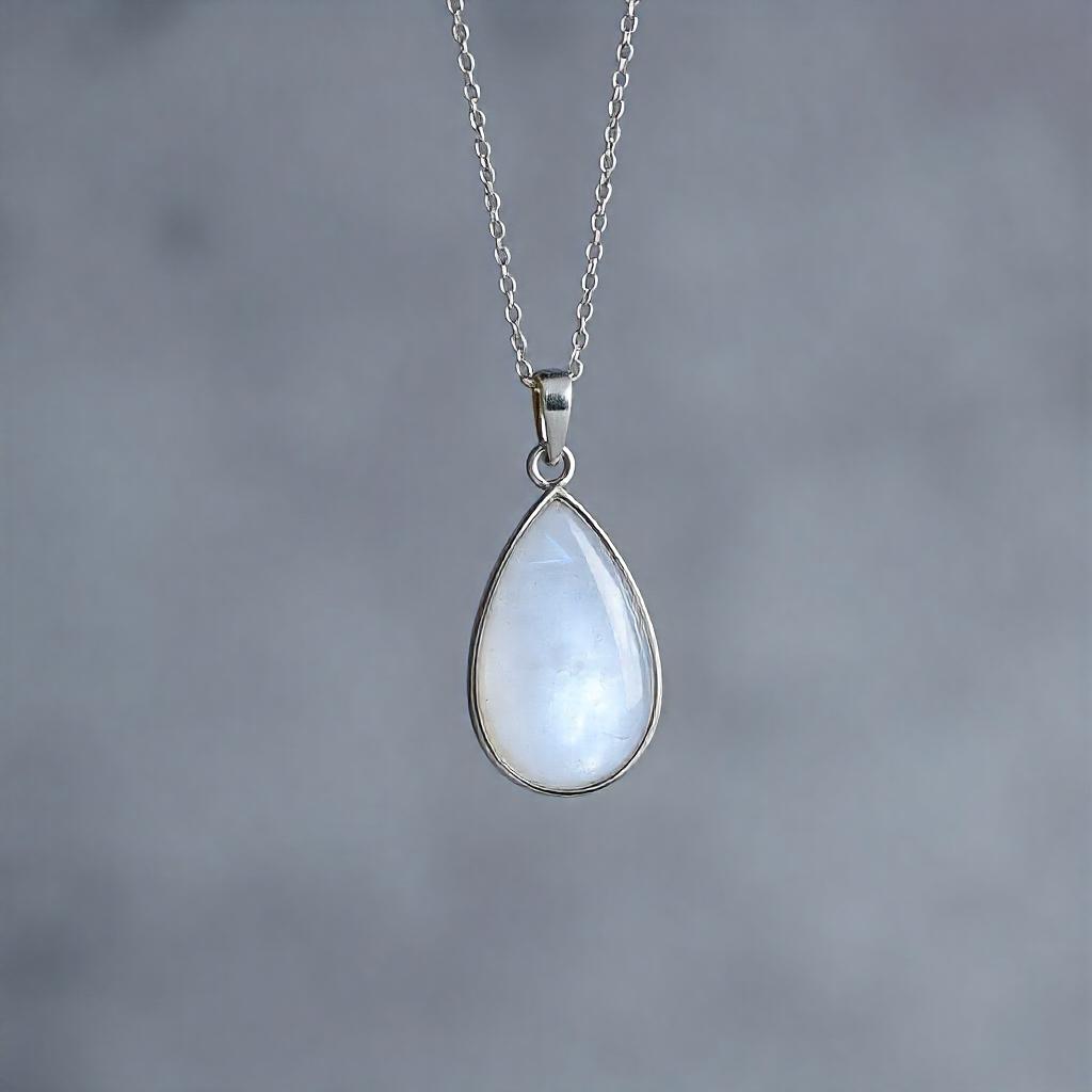 Silver moonstone pendant for women