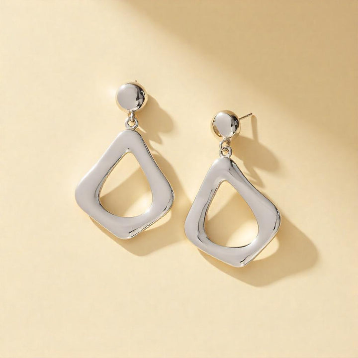 Geometric silver earrings for women
